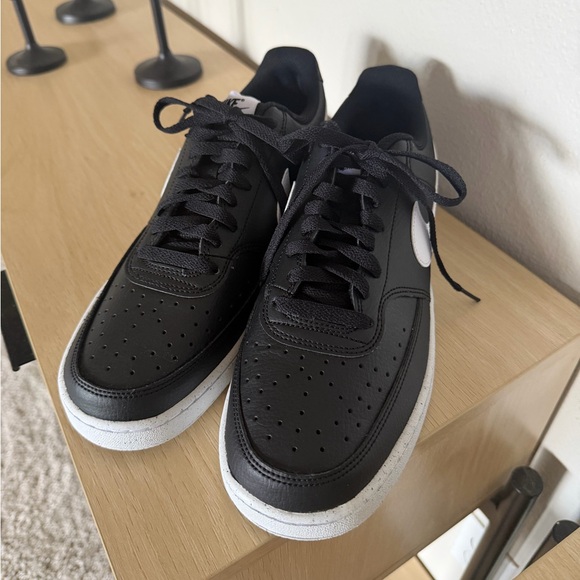 Nike Men's Court Vision Black and White Low-Top Sneakers - Picture 2 of 3
